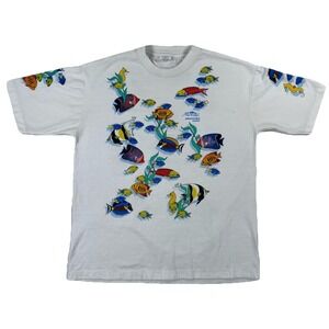 Vintage Atlantis Adventures Cozumel Fish AOP T-Shirt Adult Large Single Stitch